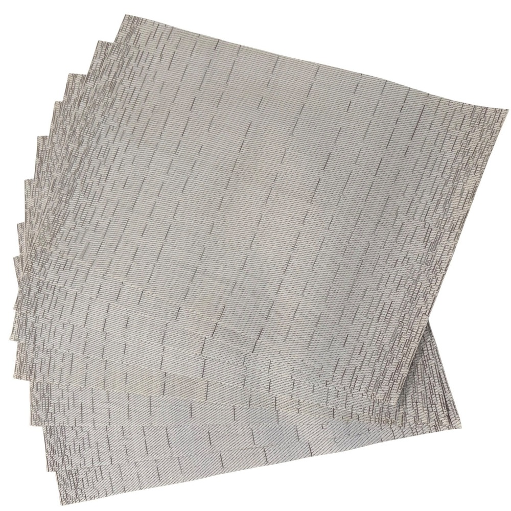 Set of 6 Placemats Textured Woven Neutral PVC Easy Clean Dining Table‎ Kitchen